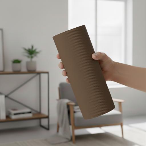 Decorative cylindrical brown vase for flowers, classic shape, elegant