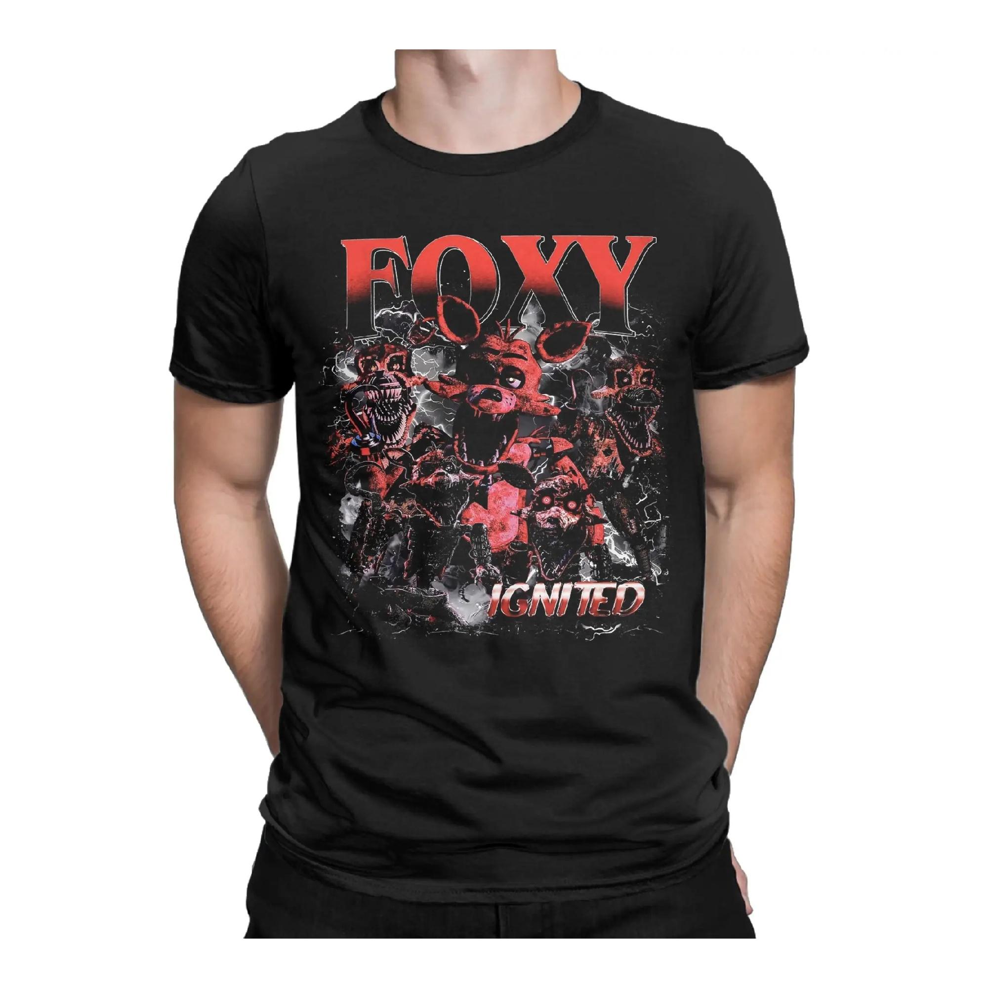 

Men T-Shirt Vintage Five nights FNAF Foxy Novelty Cotton Tee Shirt Short Sleeve T Shirts O Neck Tops Gift Idea XXXXXL чорний