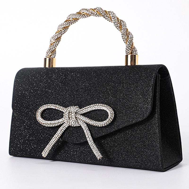 New High-Grade Banquet Clutch Bag Versatile Diamond Bow Chain Crossbody Evening Dress Purse