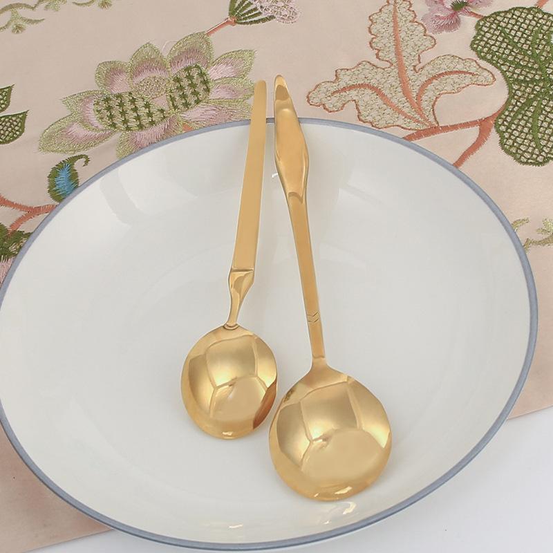 Brass spoon household spoon pure handmade coffee spoon long handle thickened pure copper solid tableware dessert spoon soup