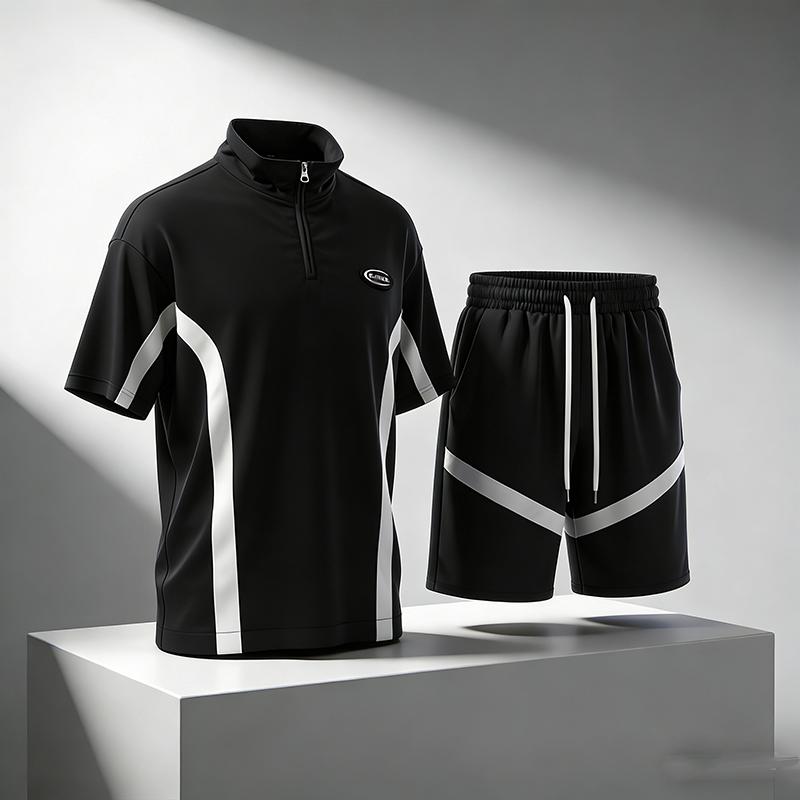 Summer Casual Sports Suit Men's Short Sleeved Lightweight Quick Drying Ice Silk Two-piece Set