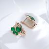 Dark Green Natural Zircon English Earrings For Women  Rose Gold Black Plating Vintage High Quality Daily Jewelry