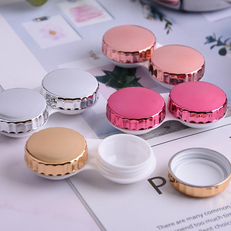 Mirror Case Marble Pattern Contact Lens Set - Electroplated Cosmetic Lens Companion.