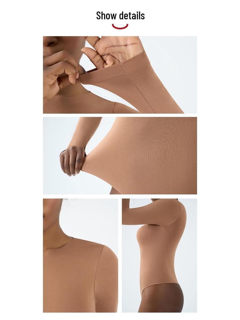 Seamless Long-Sleeve V-Crotch Yoga Bodysuit with High Elasticity