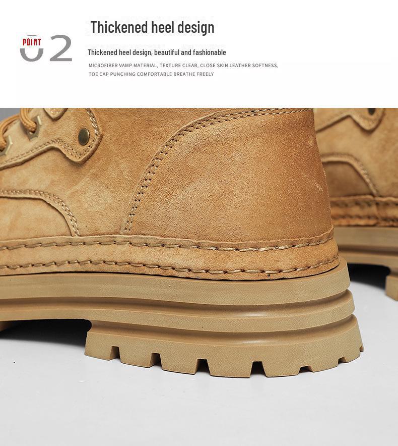 High-Quality Pigskin Martin Boots - Work Shoes, High-Top Cotton Design