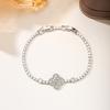 Luxury Clover Chain Bracelet for Women, Sparkling Cubic Zirconia Charm Bracelet, Elegant Four Leaf Clover Jewelry Gift