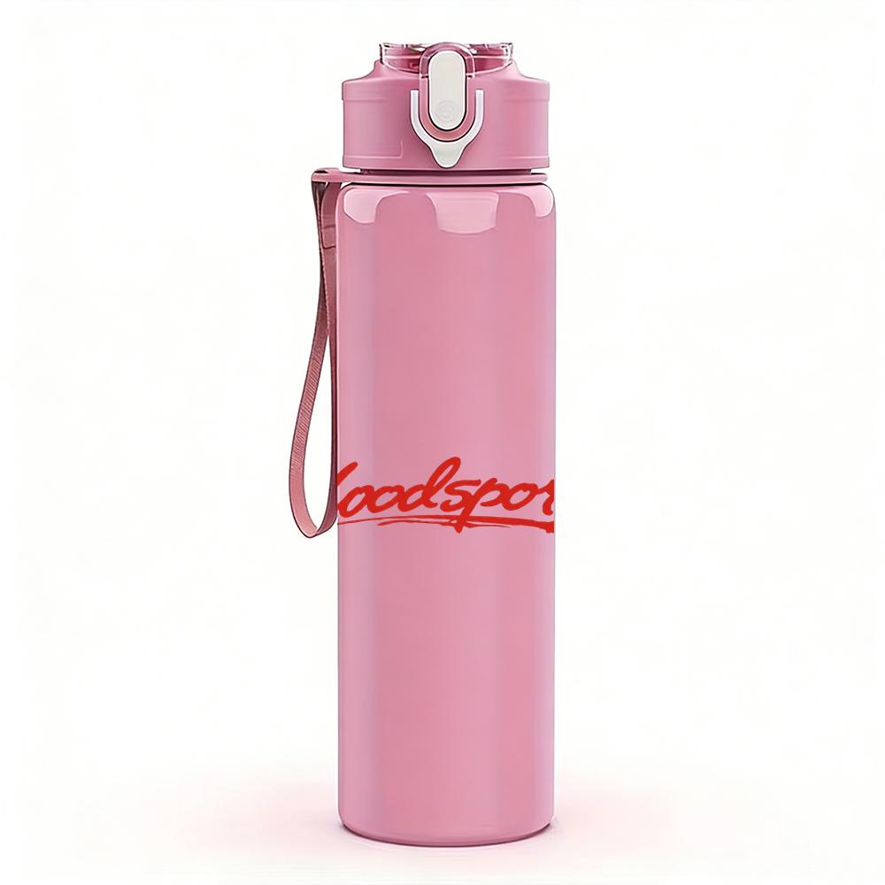 1PC Black Script Minimalist Brand Text Print 750ml Portable Sports Water Bottle Leakproof Gym Outdoor Travel Drink Cup