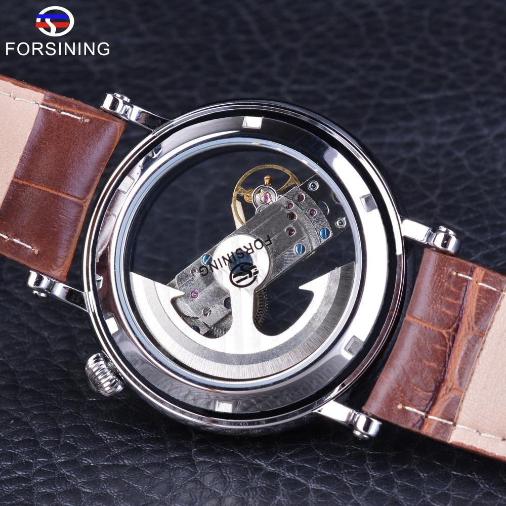 Forsining Movimento meccanico giapponese trasparente Orologi da uomo
