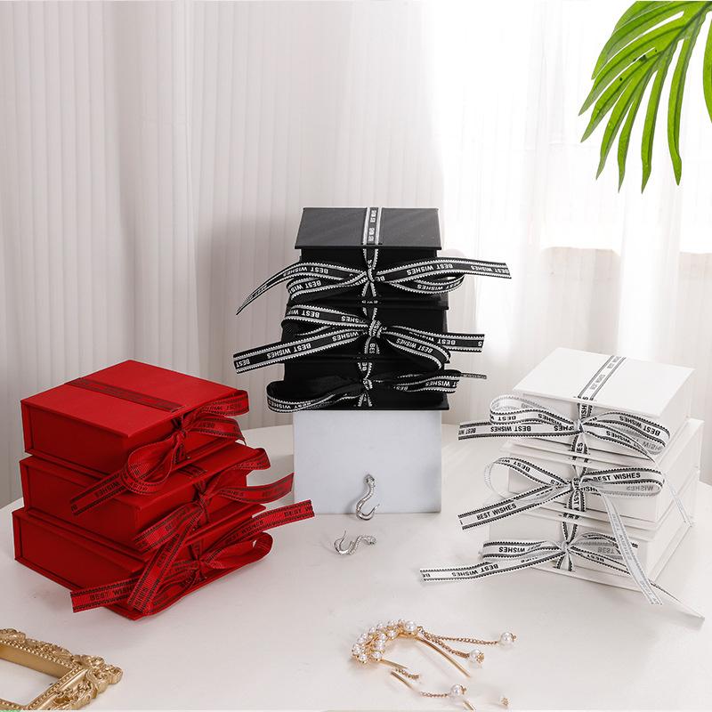 Bow Ribbon Paper Jewelry Box Necklace Earrings Bracelet Ring Storage Organizer High-end Flip Gift Jewelry Packaging Box Joyero