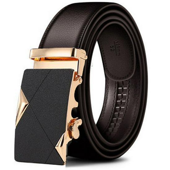 Men's Extra Long Khaki Leather Belt with Automatic Buckle - 140-150cm Casual Business Cowhide Waist Belt