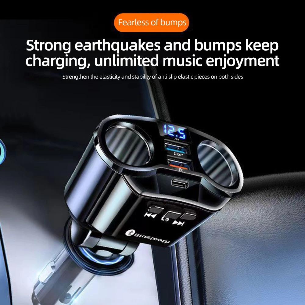 USB Car Cigarette Lighter Triple Port USB PD QC3.0 Super Fast Charger Type C 12V 24V Universal Digital Display Power Adapter