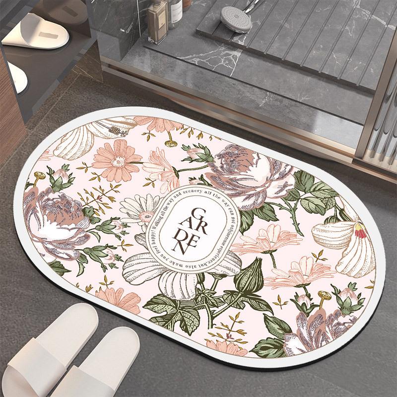 Oval Shaped Floor Mat Kitchen Carpet Bathroom Entrance Bathroom Dirt Resistant Mat Floor Mat