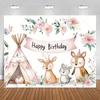 Tropical jungle and safari themed photography backdrop banner, cute cartoon pattern, for baby shower, birthday3718