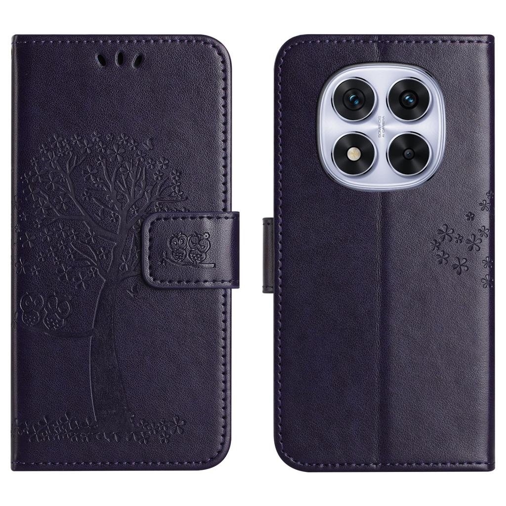 For Xiaomi Redmi Note 15 Pro 5G (Global) Case PU Leather Owl Tree Imprinted Wallet Phone Cover with Strap