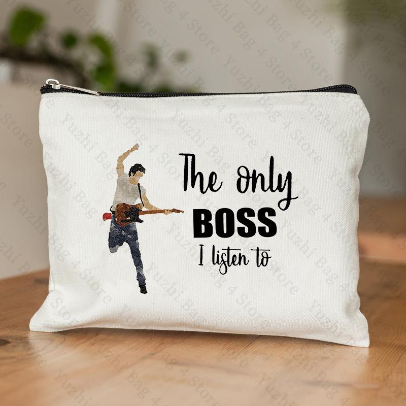 

The Only Boss I Listen To Pattern Makeup Bag Gift for Band Fans Women Small Professional Cosmetic Organizer Bag Pencil Case Girl