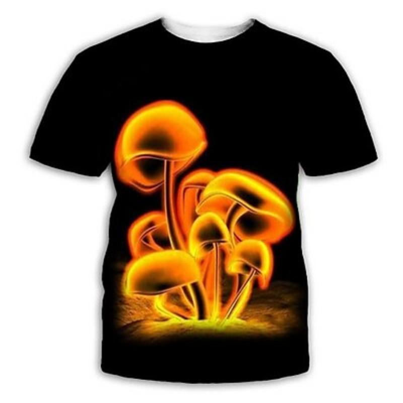 Men's Graphic Mushroom Shirt T shirt Short Sleeve T shirt 3D Print Round Neck Shirt Exaggerated Party Daily Clothing