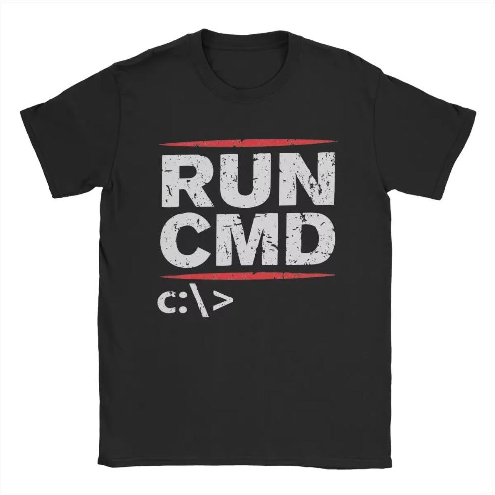 Herren Run Cmd T-Shirts 100% Baumwolle Oberteile Kreatives Kurzarm Rundhals T-Shirt Übergröße T-Shirt