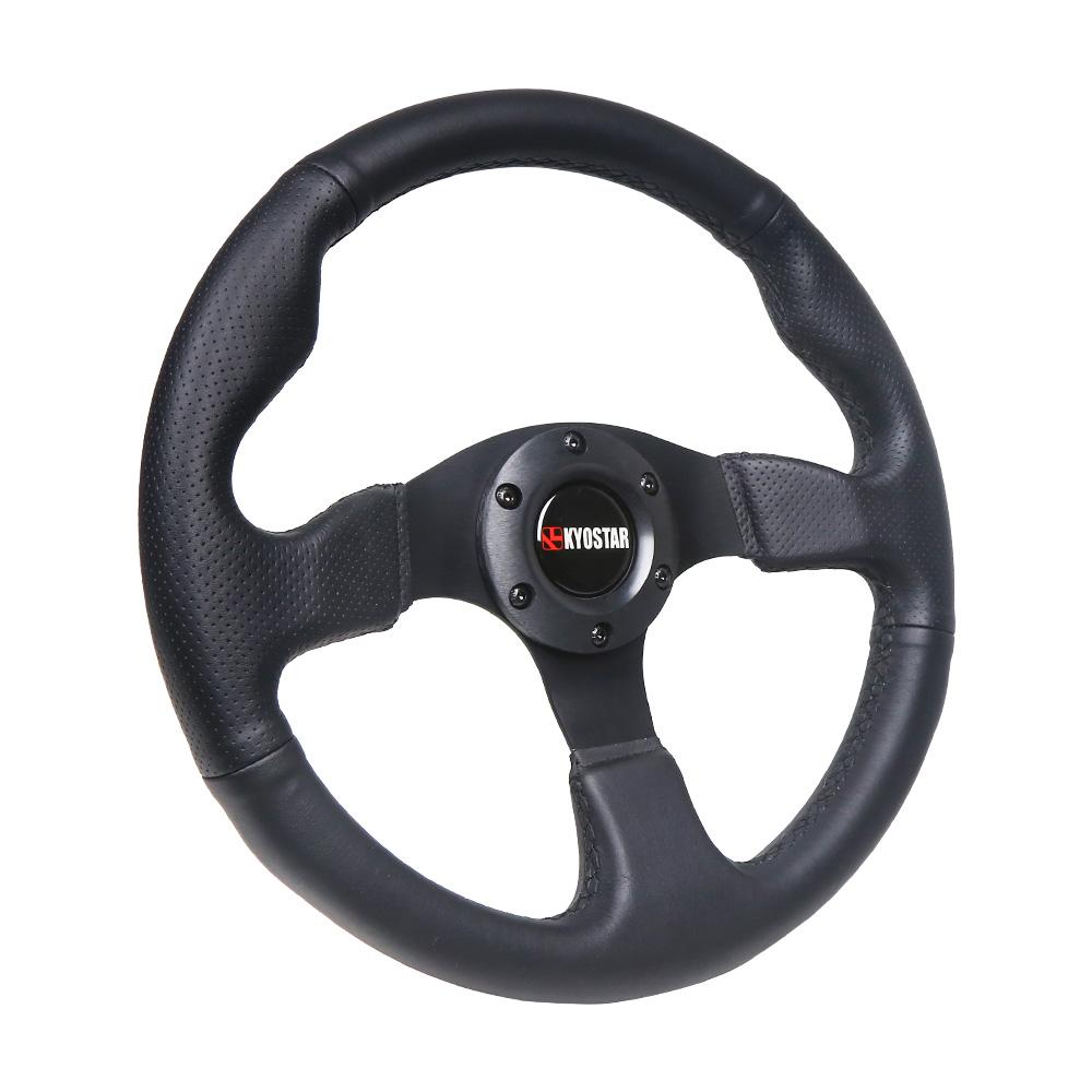 13 Inch 330mm Flat Bottom Leather Racing Car Steering Wheel for Performance Driving Experience