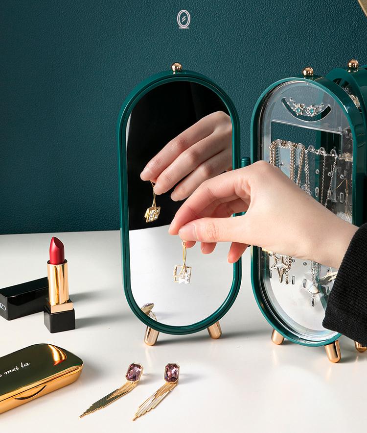 Jewelry box organizer stand earrings bottle green