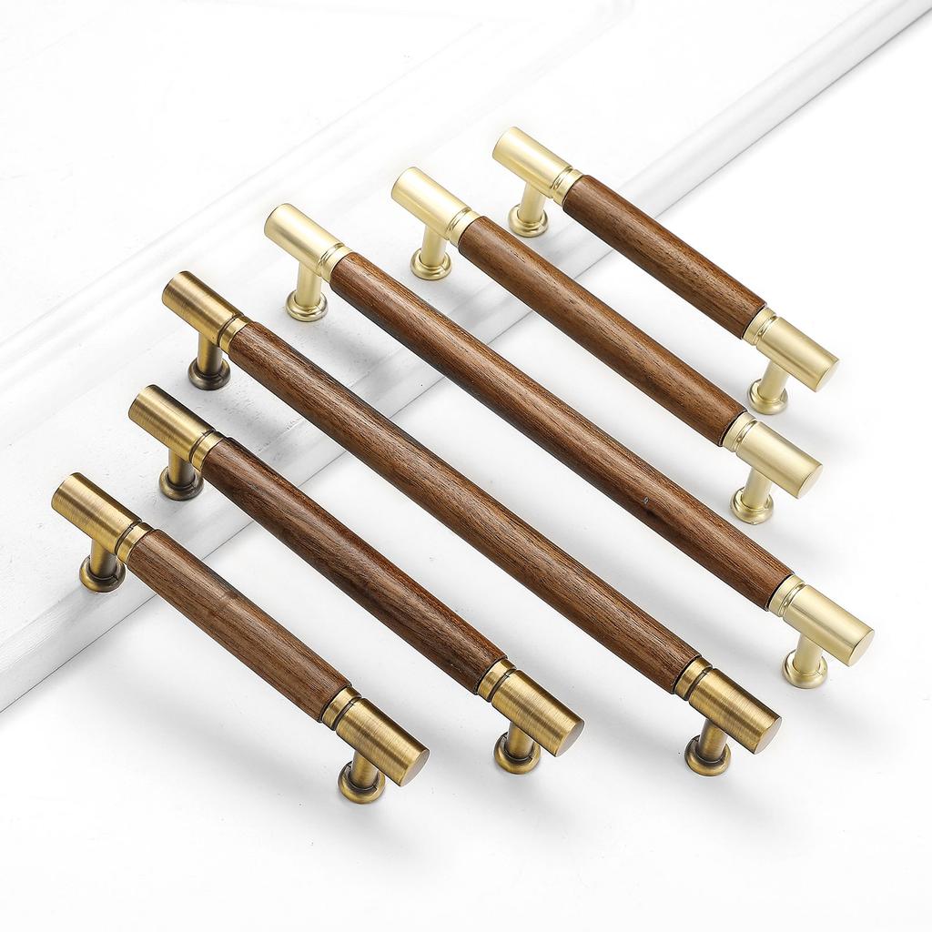 High-End Walnut Cabinet Door Handles Light Luxury Drawer Knobs, Furniture Cabinets Wardrobes Cupboards Pull