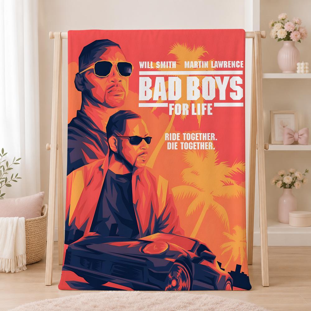 Action Movie B-Bad BoysS Throw Summer Flannel Throw Blanket Soft Antistatic Washable KidFriendly Couch Bed
