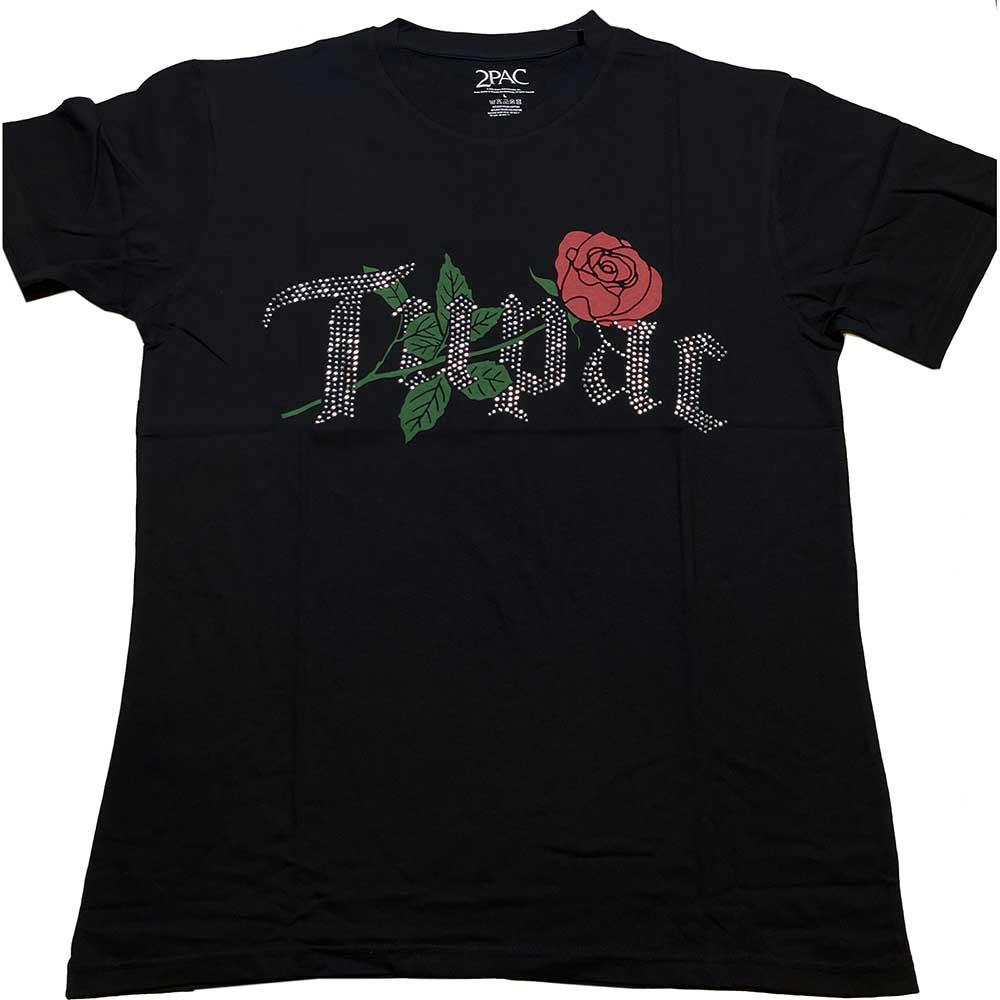 Men s Tupac Rose Logo T-shirt Medium Black 3XL