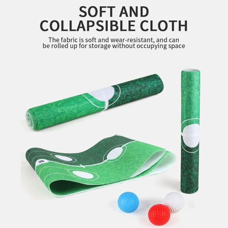 Complete Golf Putting Practice Set Includes Mat and Accessories for or Multiplayer Use to refines Technique Anywhere