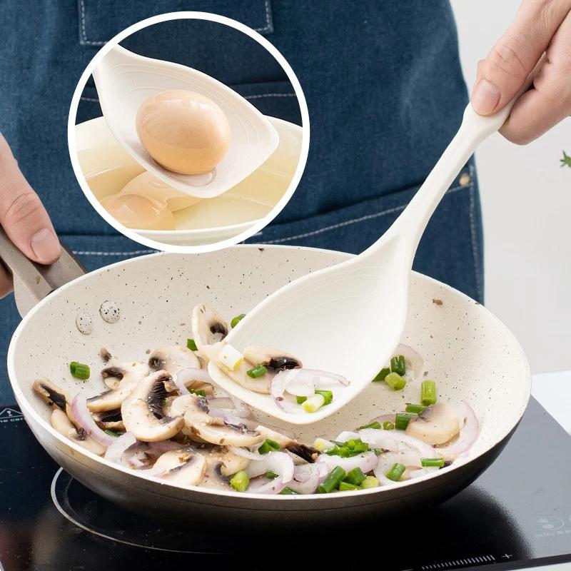 2Pcs Silicone Spatula Spoon Non-Stick Pan Stir-Frying Spatula for Kitchen Cooking Spoon Soup Spoon Non-Slip Handle Mixing Spoon