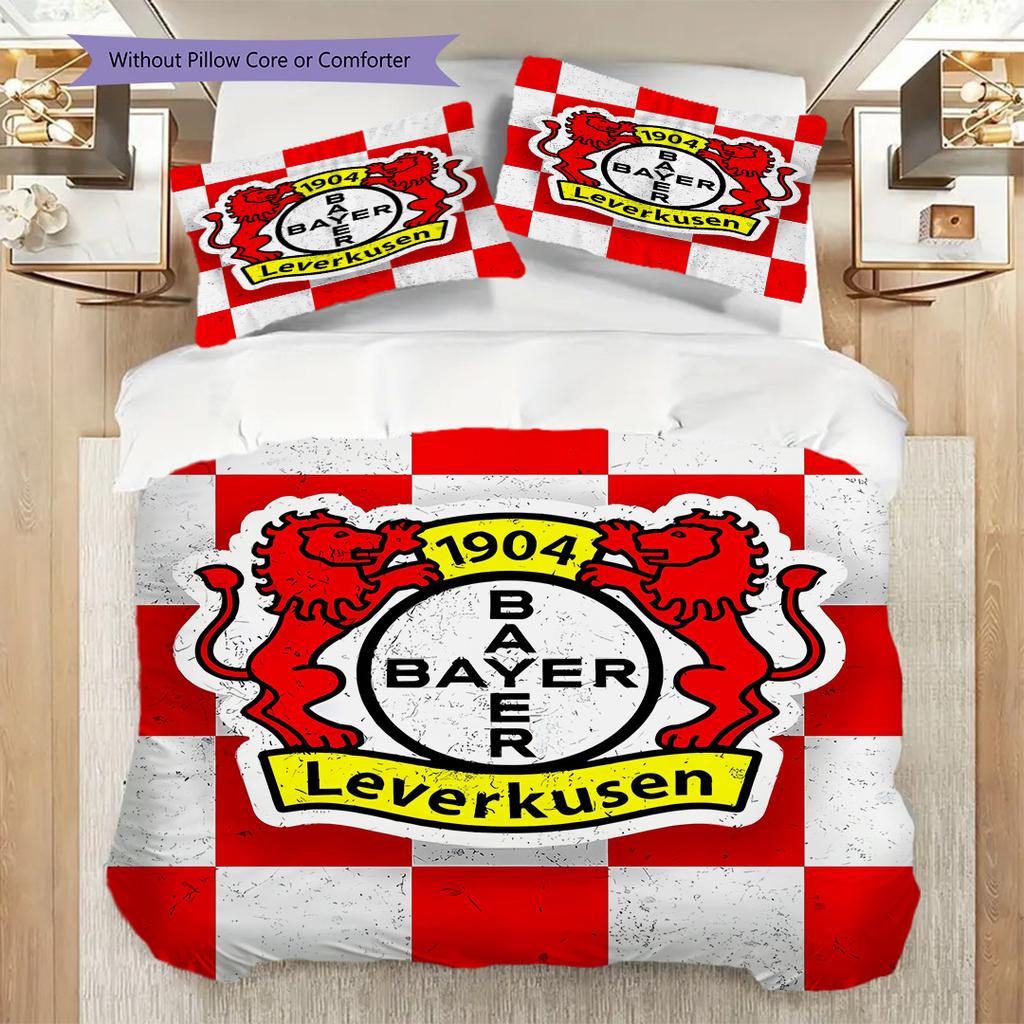 Bayer 04 Leverkusen Pattern Bedding Quilt Set Quilt Cover Pillowcase Home Decoration Birthday Gift (1 * Duvet Cover + 2 * Pillowcase, Without Core)