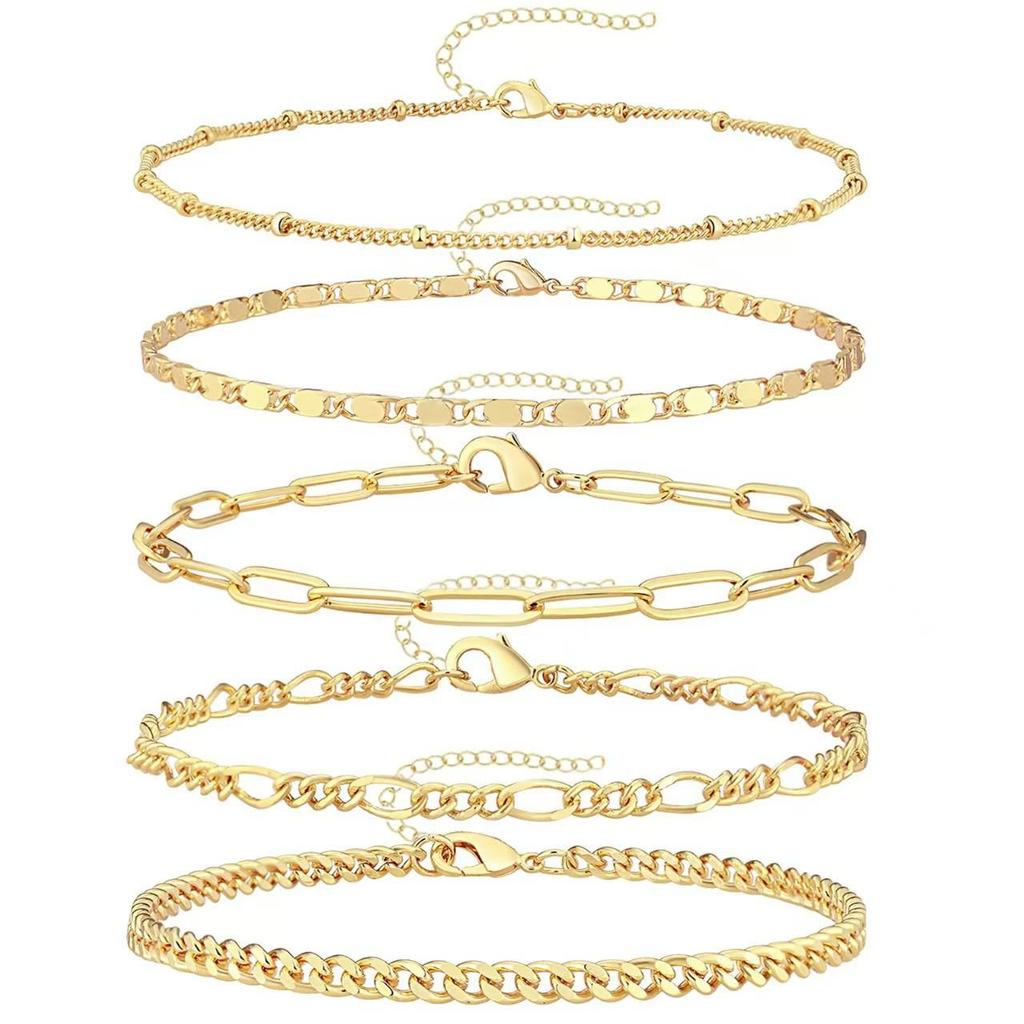 Stylish Multi-Layer Cuban Chain Anklet Set