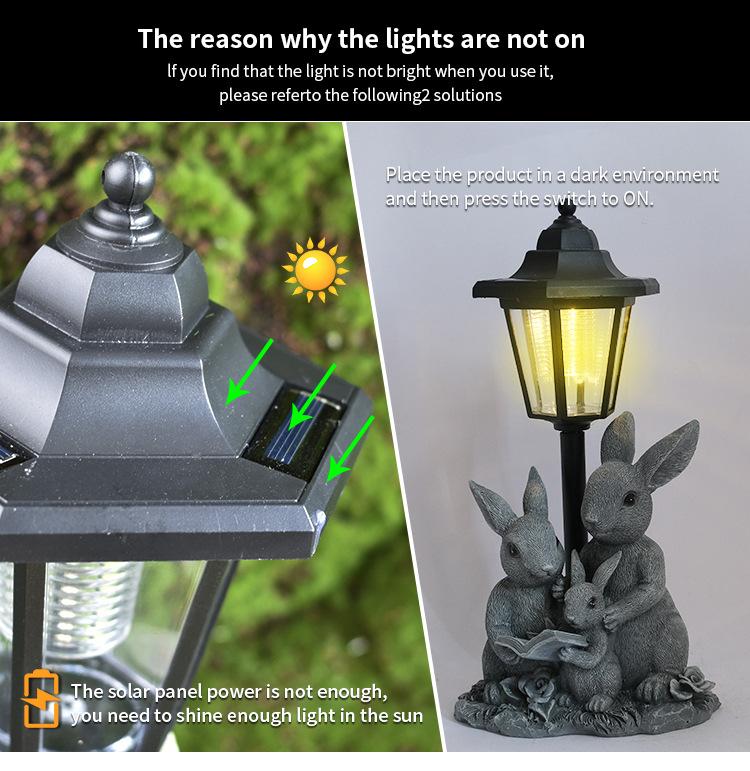 JYL TS/048,Hot Selling Rabbit Family Solar Outdoor Light Resin Statue for Garden Lawn Decorative Night Lamp
