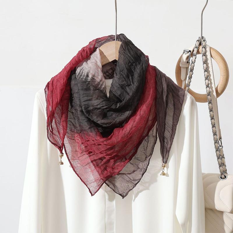 Women Scarf for Women Fashion Square Scarf Bohemian With Magnetic Buckle Casual Long Pleated Outings