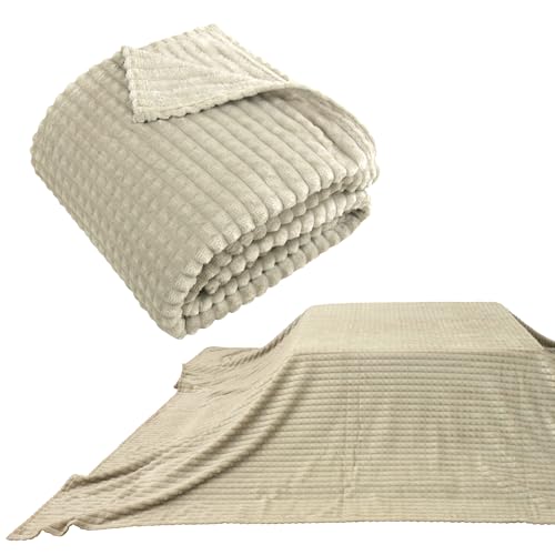 Rivere Kotatsu Blanket, Rectangular, Warm Flannel, Kotatsu Cover, Multi-Purpose Cover, Sofa Cover, or Throw (Large Rectangular, Approx. 195 x 280 cm,