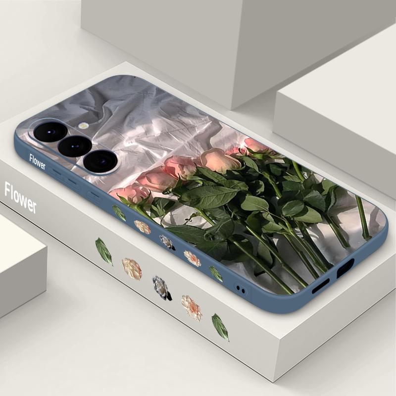 Housse Peinture à l'Huile Fleurs Roses Pour Samsung Galaxy S24 S25 FE S25 S23 S22 Ultra A17 A56 A16 A55 A25 A15 A36 A54 5G Cordon Housse Souple