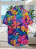 Men's Casual Shirt with Vibrant Floral Print - Short Sleeve Button-Up Design, Summer Outdoor and Casual Wear, Everyday Outfit