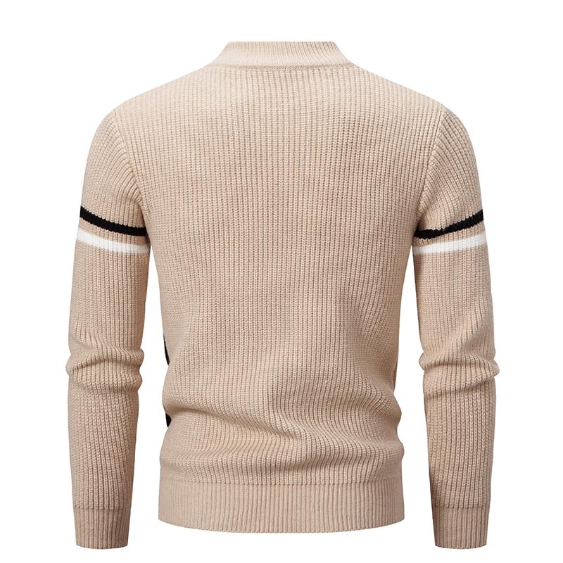 Men's Autumn New Arrival Color Block Pullover Sweater Casual Mock Neck Warm Knitted Fashion Top for Men