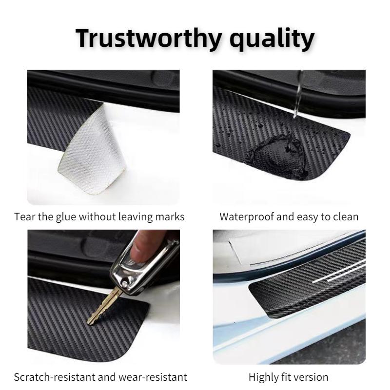 4pcs Car Door Sill Protector Stickers For MG ZS Leather Carbon Fiber Decor Decal Tuning Accessories xus1
