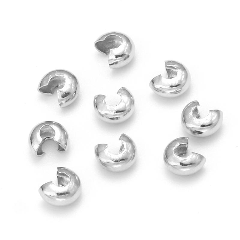 

100pcs Covers Crimp End Beads Stopper Spacer Beads Open Crimp Beads For Jewelry Making Findings DIY Bracelet Necklace Supplies 3.3X3.8mm
