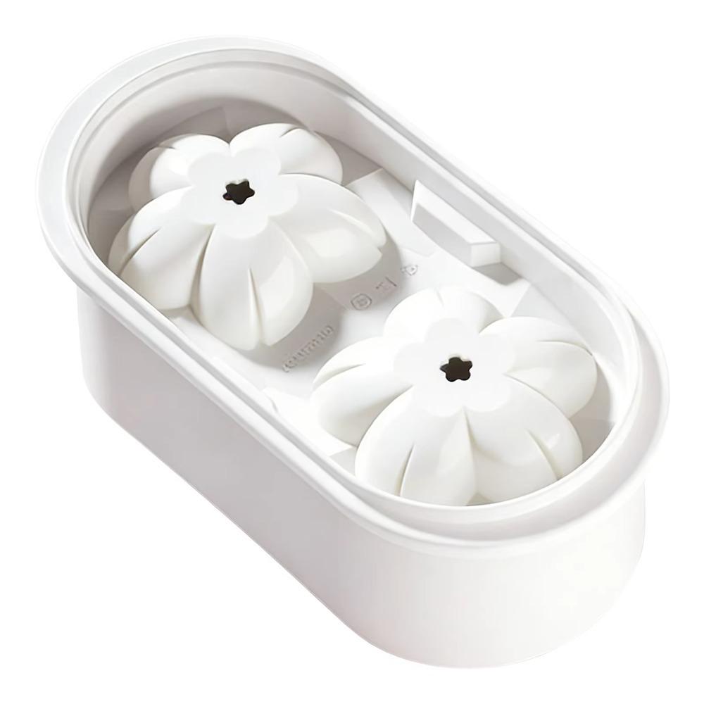 

2 Cavity Cherry Blossoms Ice Cube Tray Nonstick Ice Cubes Box Household Sakura Ice Cube Maker Bar белый