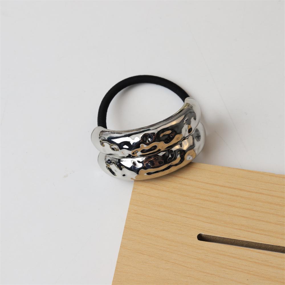 Punk Metal Smooth Corss Elastic Hair Loop Hairband for Women Ponytail Hair Pins Headwear Vintage Fashion Jewelry Hair Accessorie