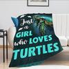 Turtle Blanket Gift Vintage Marine Animal Theme Decorative Flannel Blanket