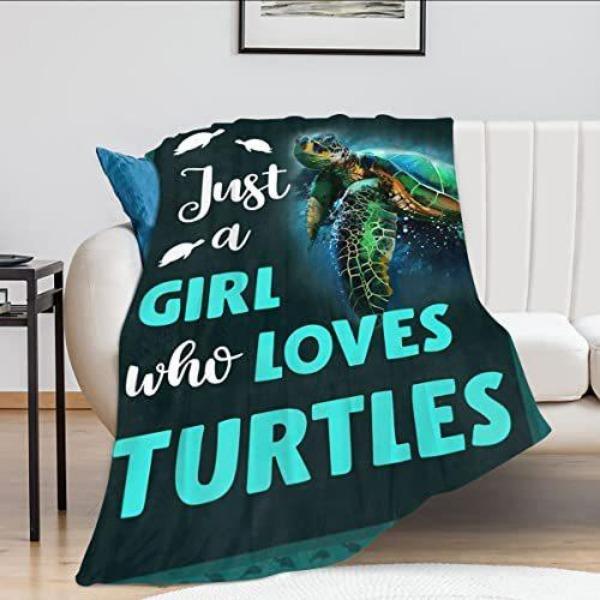 Turtle Blanket Gift Vintage Marine Animal Theme Decorative Flannel Blanket