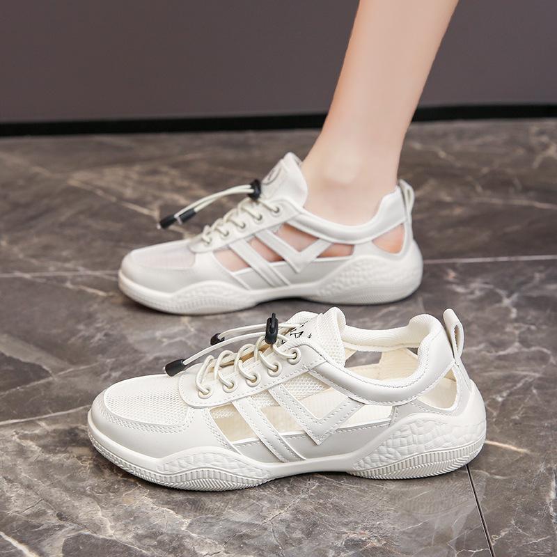 Little white shoes women's 2025 summer hollow breathable sports mesh shoes casual non-slip soft sole pregnant women bag head sandals women's tide