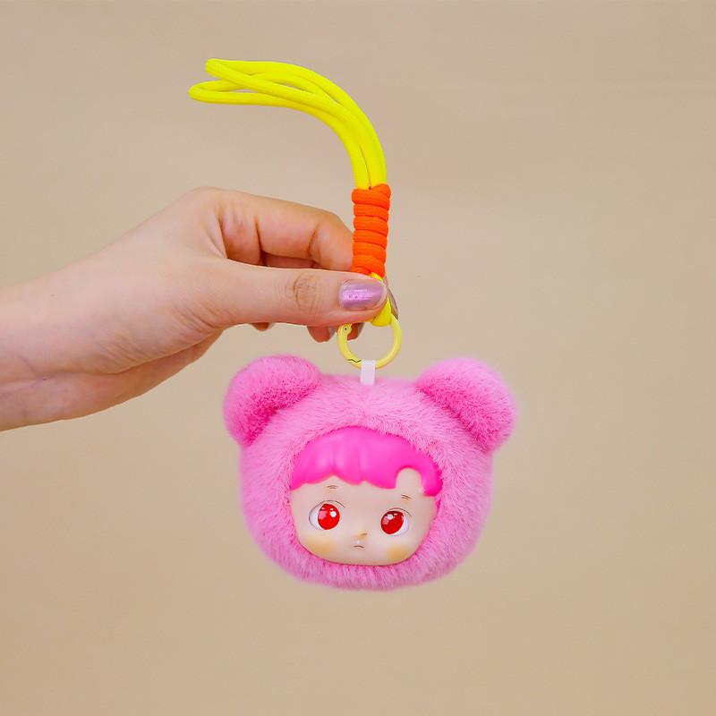 Cute Bear Doll Head Plush Keychain Toy Backpack Accessory Gift Birthday