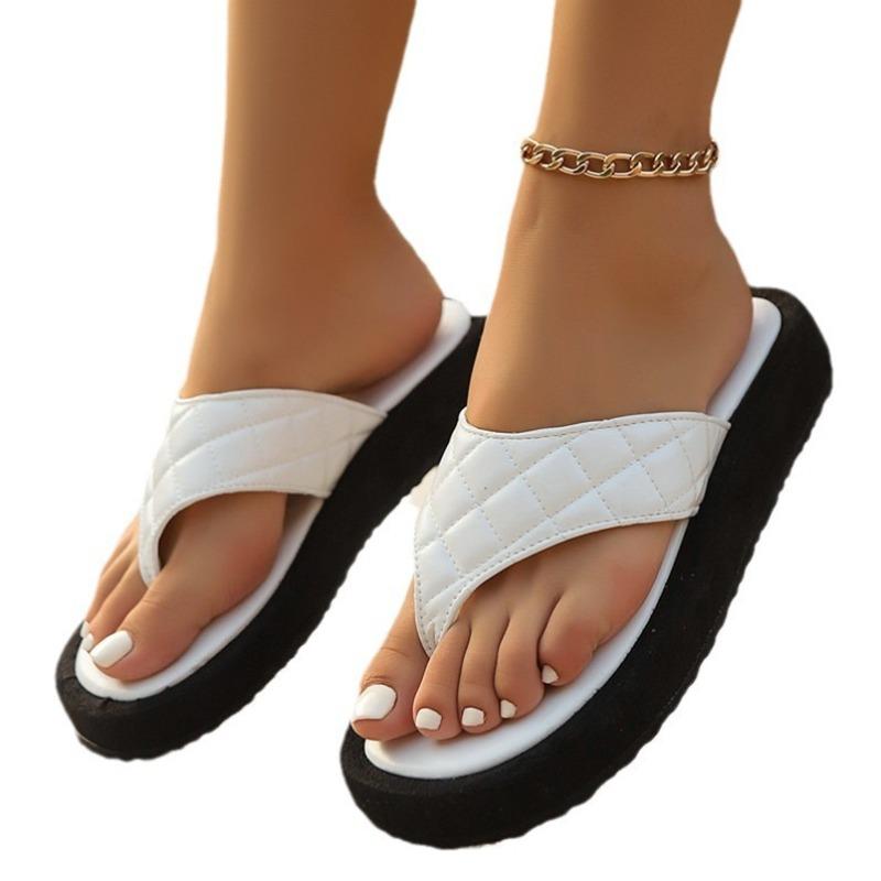 Women's Plus Size New Summer Chunky Sole Thong Flip Flops Casual Fashion Sandals