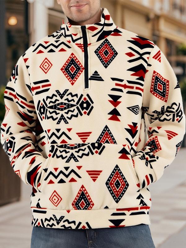 Men's Cross-Border Autumn/Winter Thick Stand Collar Half-Zip Hoodie