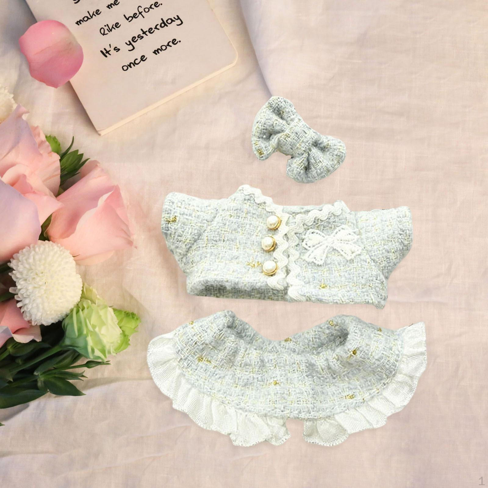 

Одежда для кукол 15 см или 17 см с модным пальто, платьем и аксессуаром для волос (кукла Не Включена). синий