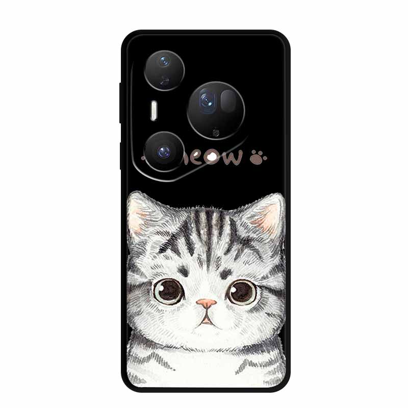 For Huawei Pura 80 Ultra 5G Case Coque Cartoon Cat Painted Black Silicone Soft Back Cover For Huawei Pura 80 Ultra Cases Shells
