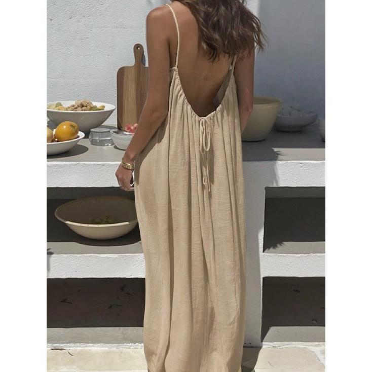 2026 New Women's Strap Dress with Open Back, Loose-fitting Home Wear Dress
