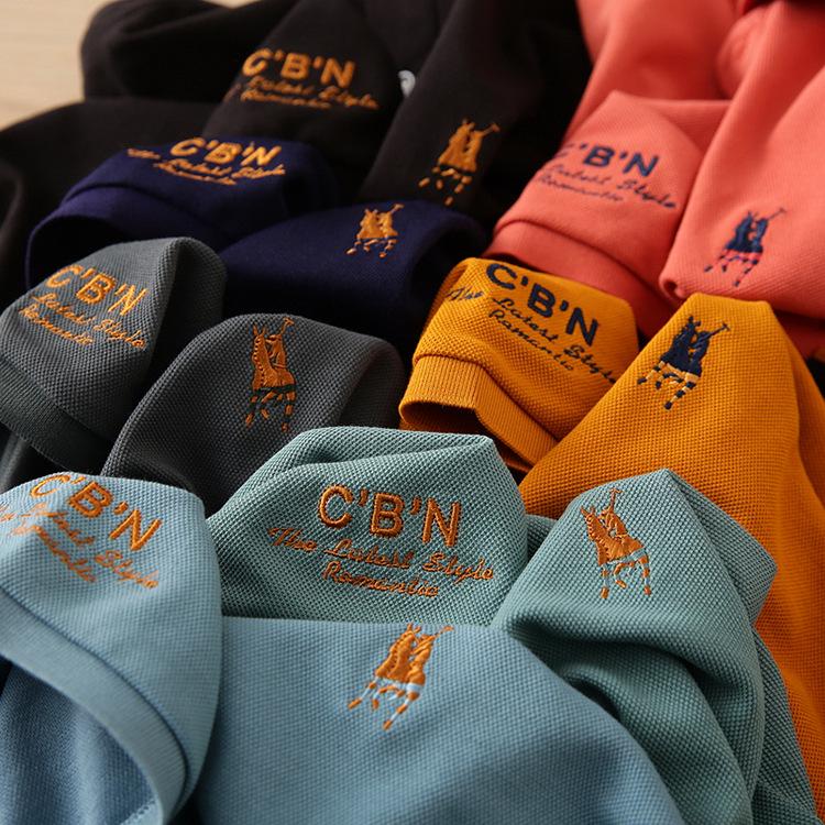 Ανδρικό Πικέ Βαμβακερό Πλεκτό Πόλο, Κοντομάνικο με Κεντητό γιακά που ανασηκώνεται, Casual Καλοκαιρινό T-Shirt (T2305)